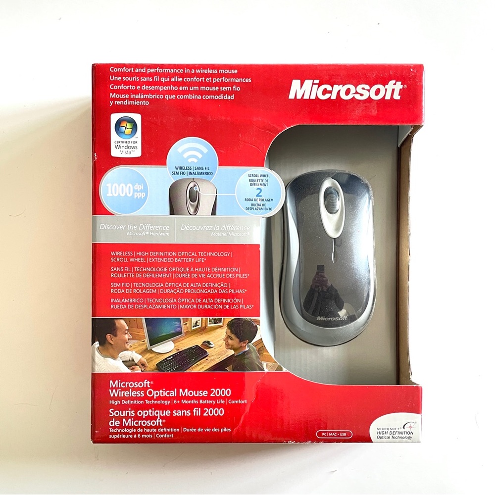 Microsoft Wireless Optical Mouse 2000 USB PC Mac Black Sealed NIB Untested 2006